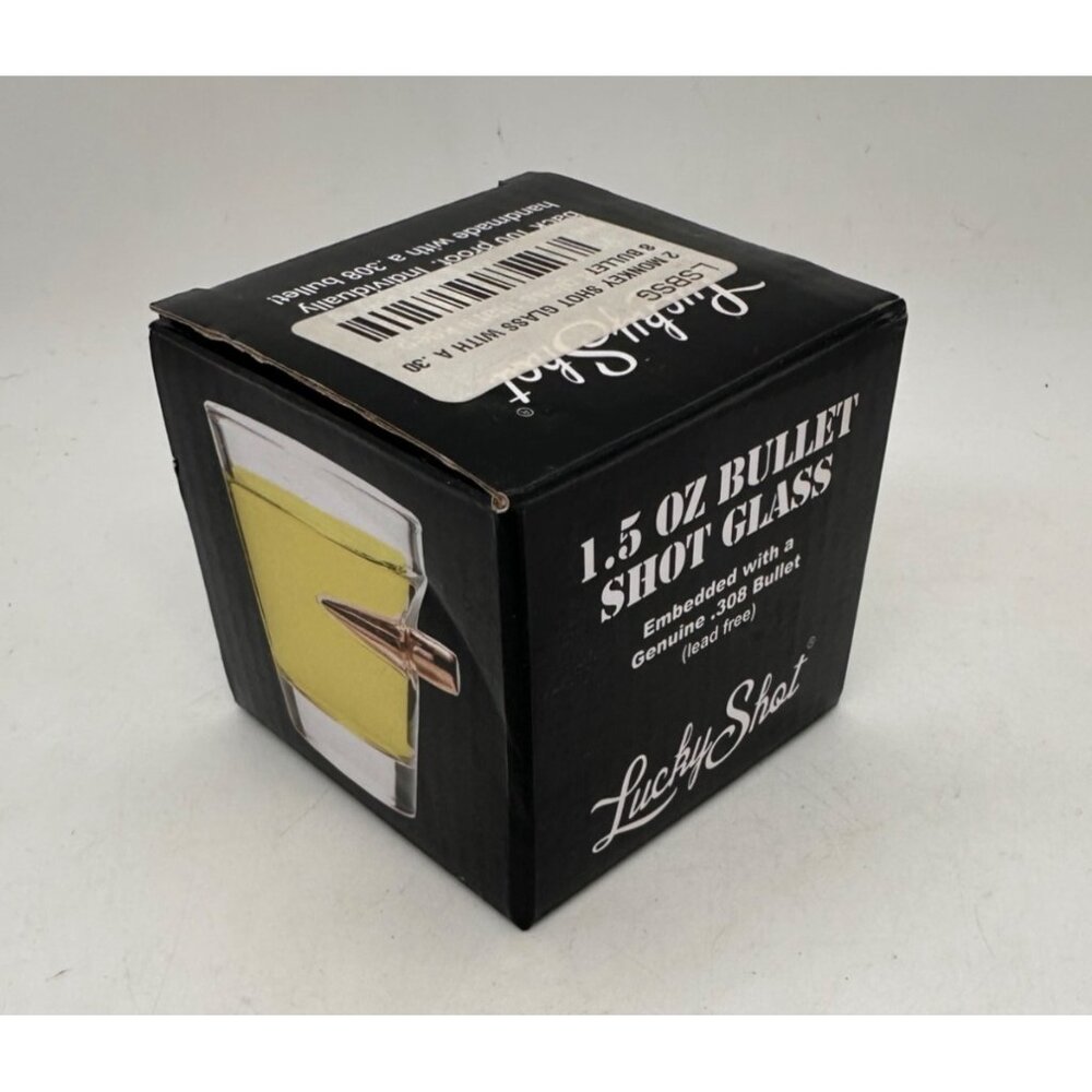 1.5 Oz Bullet Shot Glass Embedded Genuine .308 Bullet Lucky Shot Lead-Free Handm
